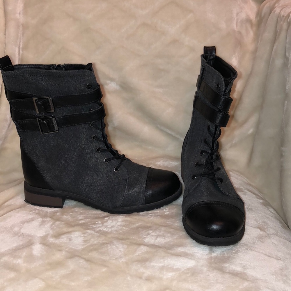Bamboo Women Black Combat boots 👢